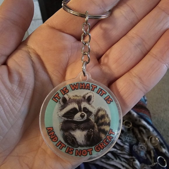 Raccoon Keychain - Black and White - Picture 8 of 12